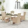 Image de vidaXL Ensemble à manger de jardin avec coussins 5pcs Beige poly rotin