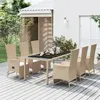 Image de vidaXL Ensemble à manger de jardin et coussins 7 pcs beige poly rotin
