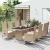 Image de vidaXL Ensemble à manger de jardin et coussins 9 pcs beige Poly rotin