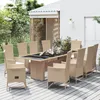 Image de Vidaxl Meubles Ã DÃ®ner De Jardin Et Coussins 11 Pcs Beige Poly Rotin