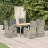Image de vidaXL Ensemble à manger de jardin et coussins 7 pcs gris rotin
