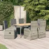 Image de vidaXL Ensemble à manger de jardin et coussins 7 pcs gris rotin