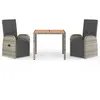 Image de Vidaxl Ensemble De Salle Ã Manger De Jardin 3 Pcs Avec Coussins Gris