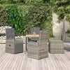 Image de vidaXL Ensemble à manger de jardin 5 pcs coussins gris résine tressée