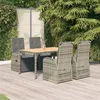 Image de vidaXL Ensemble à manger de jardin 5 pcs coussins gris résine tressée