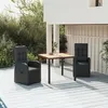 Image de vidaXL Ensemble à manger de jardin avec coussins 3 pcs Noir3157597