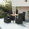 Image de vidaXL Ensemble à manger de jardin coussins 5pcs Noir Résine tressée