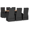 Image de vidaXL Vidaxl Ensemble À Dîner De Jardin Et Coussins 7pcs Noir Résine Tressée
