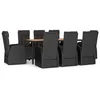 Image de Vidaxl Mobilier Ã DÃ®ner De Jardin 9pcs Et Coussins Noir RÃ©sine TressÃ©e