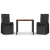 Image de Vidaxl Ensemble Ã DÃ®ner De Jardin 3 Pcs Noir Poly Rotin Et Acacia