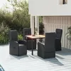 Image de vidaXL Ensemble à manger de jardin 5pcs Noir Poly rotin et acacia3157607