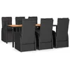 Image de vidaXL Vidaxl Ensemble À Dîner De Jardin 7 Pcs Noir Poly Rotin Et Acacia