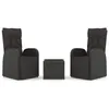 Image de Vidaxl Ensemble De Salon De Jardin 3 Pcs Noir Poly Rotin Et Acier