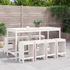 Image de vidaXL Ensemble de bar de jardin 9 pcs blanc bois de pin massif