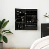 Image de vidaXL vidaXL Armoire à bijoux avec miroir murale noir 37,5x10x67 cm