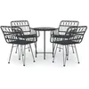 Image de Vidaxl Mobilier Ã DÃ®ner De Jardin 5 Pcs Noir RÃ©sine TressÃ©e