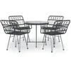 Image de Vidaxl Mobilier Ã DÃ®ner De Jardin 5 Pcs Noir RÃ©sine TressÃ©e
