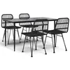 Image de Vidaxl Mobilier Ã DÃ®ner De Jardin 5 Pcs Noir RÃ©sine TressÃ©e