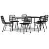 Image de Vidaxl Ensemble Ã DÃ®ner De Jardin 7 Pcs Noir RÃ©sine TressÃ©e