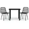 Image de Vidaxl Ensemble De Salle Ã Manger De Jardin 3 Pcs Noir RÃ©sine TressÃ©e