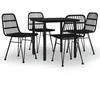 Image de Vidaxl Mobilier Ã DÃ®ner De Jardin 5 Pcs Noir RÃ©sine TressÃ©e