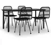 Image de Vidaxl Mobilier Ã DÃ®ner De Jardin 5 Pcs Noir RÃ©sine TressÃ©e