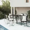Image de vidaXL Ensemble à manger de jardin coussins 7pcs Noir Résine tressée