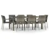 Image de vidaXL Vidaxl Ensemble De Salle À Manger De Jardin 9 Pcs Avec Coussins Gris