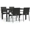 Image de Vidaxl Mobilier Ã DÃ®ner De Jardin Et Coussins 5pcs Noir RÃ©sine TressÃ©e