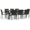 Image de Vidaxl Mobilier Ã DÃ®ner De Jardin 9pcs Et Coussins Noir RÃ©sine TressÃ©e