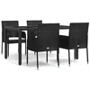 Image de Vidaxl Mobilier Ã DÃ®ner De Jardin Et Coussins 5pcs Noir RÃ©sine TressÃ©e