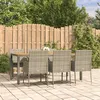 Image de vidaXL Ensemble à manger jardin et coussins 7 pcs gris rotin