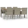 Image de Salon De Jardin 7 Pcs Avec Coussins Gris RÃ©sine TressÃ©e