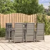 Image de vidaXL Ensemble à manger jardin et coussins 7 pcs gris rotin