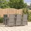 Image de Vidaxl Mobilier Ã DÃ®ner De Jardin Et Coussins 7 Pcs Gris Rotin