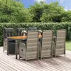 Image de vidaXL Ensemble à manger jardin et coussins 7 pcs gris rotin