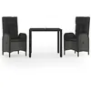 Image de vidaXL Ensemble à manger de jardin avec coussins 3 pcs Noir3185053