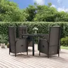 Image de vidaXL Ensemble à manger de jardin coussins 5pcs Noir Résine tressée