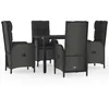 Image de Vidaxl Mobilier Ã DÃ®ner De Jardin Et Coussins 5pcs Noir RÃ©sine TressÃ©e