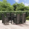 Image de vidaXL Ensemble à manger jardin et coussins 7 pcs Noir et gris Rotin