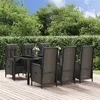 Image de vidaXL Ensemble à manger jardin et coussins 7 pcs Noir et gris Rotin