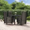 Image de vidaXL Ensemble à manger de jardin coussins 5pcs Noir Résine tressée
