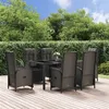 Image de vidaXL Ensemble à manger jardin et coussins 7 pcs Noir et gris Rotin