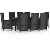 Image de vidaXL Vidaxl Salon De Jardin 9 Pcs Avec Coussins Noir Résine Tressée