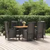 Image de vidaXL Ensemble à dîner de jardin et coussins 7pcs Noir Résine tressée
