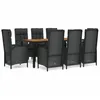 Image de Vidaxl Mobilier Ã DÃ®ner De Jardin 9pcs Et Coussins Noir RÃ©sine TressÃ©e