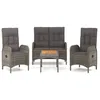 Image de Vidaxl Mobilier Ã DÃ®ner De Jardin 4pcs Et Coussins Gris RÃ©sine TressÃ©e