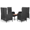 Image de Vidaxl Mobilier Ã DÃ®ner De Jardin Et Coussins 5pcs Noir RÃ©sine TressÃ©e