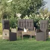 Image de vidaXL Ensemble à manger de jardin 3 pcs coussins gris résine tressée