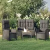 Image de vidaXL Ensemble à manger de jardin avec coussins 3 pcs Noir3185093